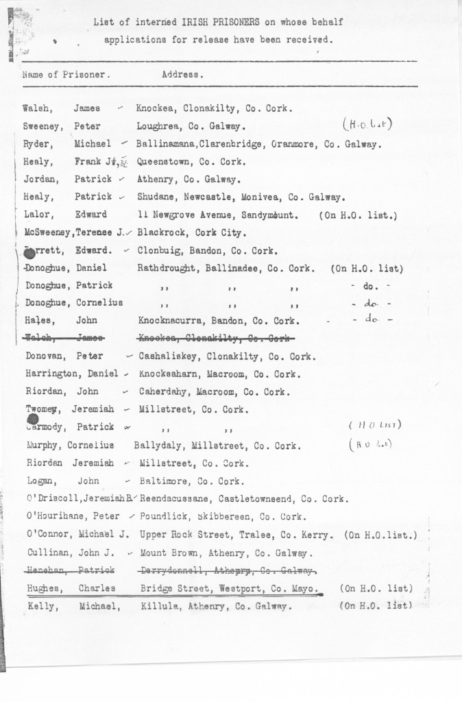 RIC Report List of Prisoners who applied to be released